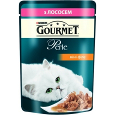 Gourmet Perle (Гурме Перл) Консервований порційний повнораціонний корм для дорослих котів з лососем. Міні філе у підливці 85 г